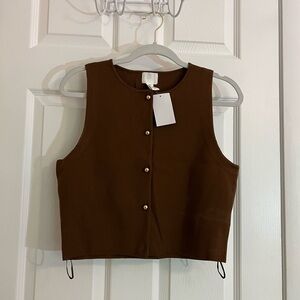 H&M Chocolate Brown Buttoned Tank Top